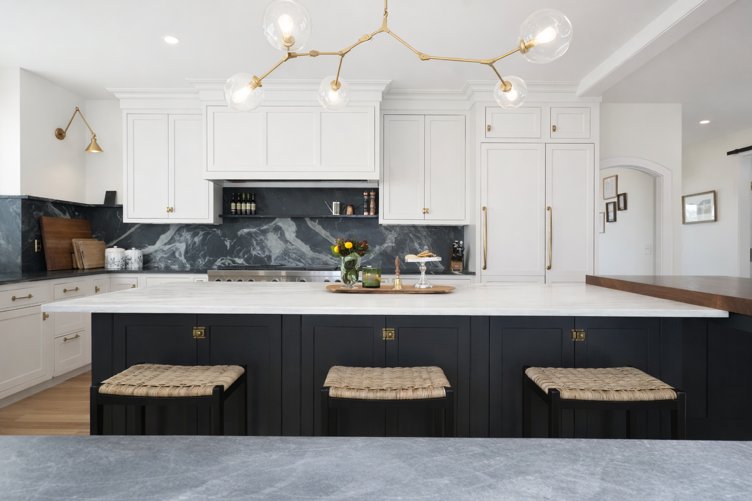 Traditional Coastal Kitchen Design: Where Greys & Brass Combine