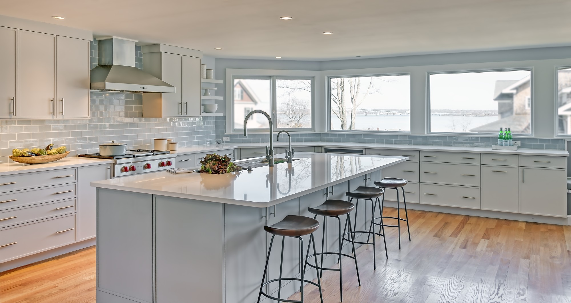 Bridge View: A Modern, Gray Kitchen with a Workstation Sink